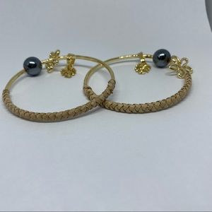 Hamilton Gold Hammered Lauhala Woven Bangle